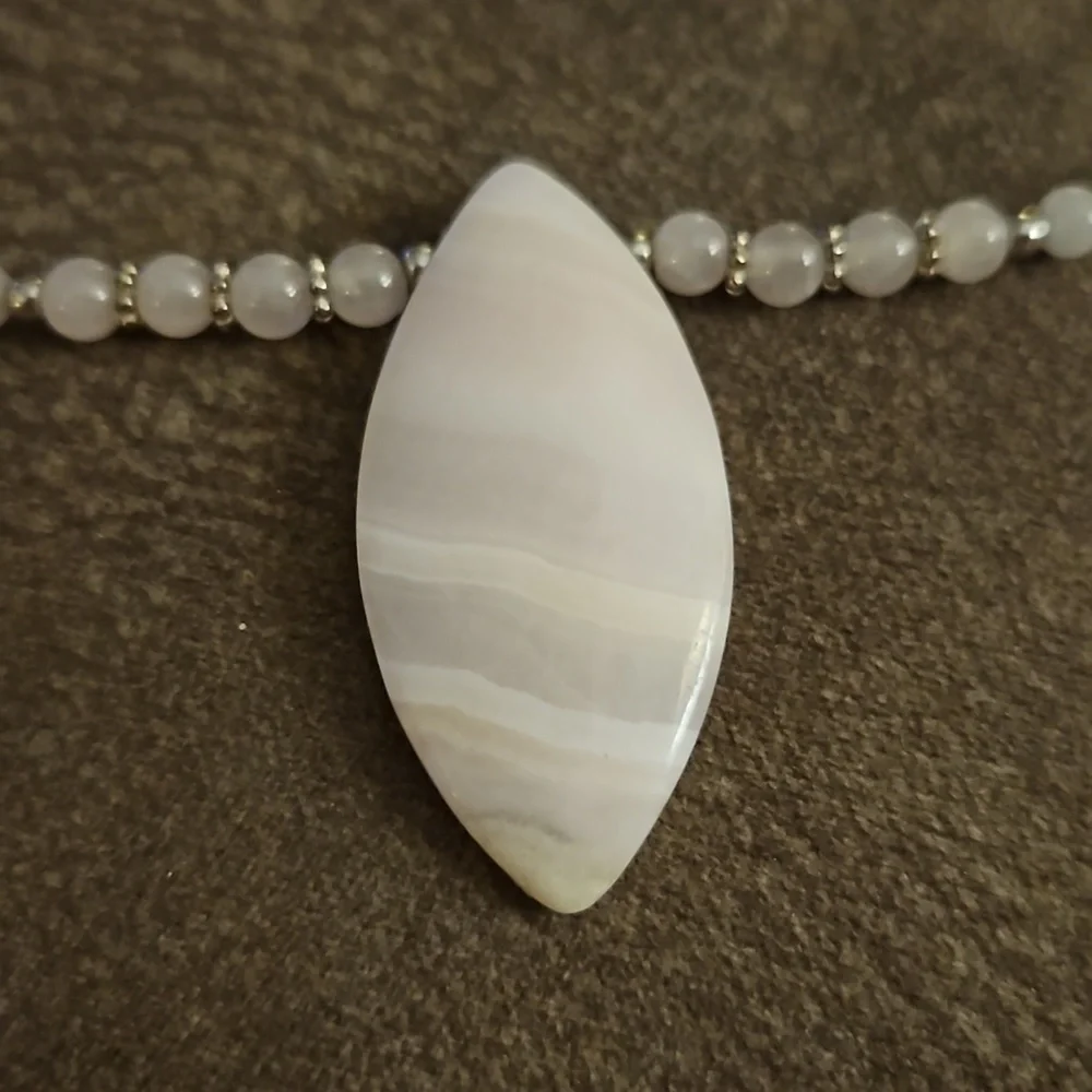 HANDMADE Rose Quartz Beaded Necklace - Picture 3 of 6
